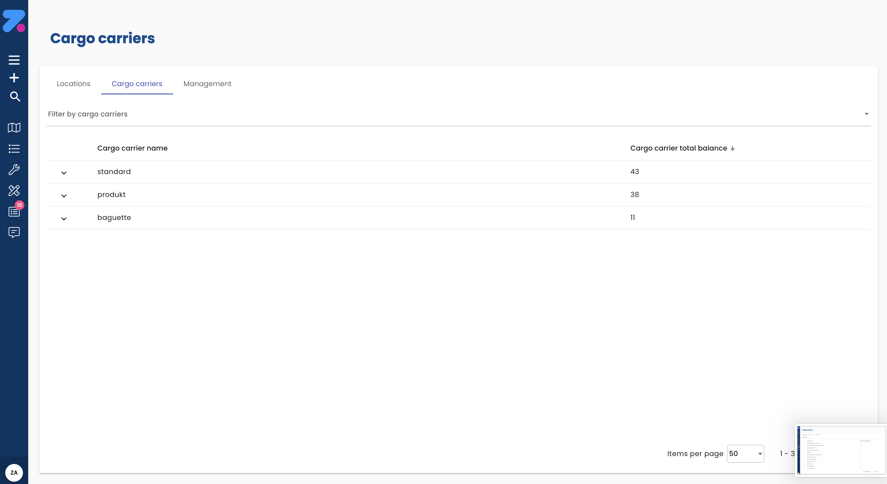 Cargo Carriers Management