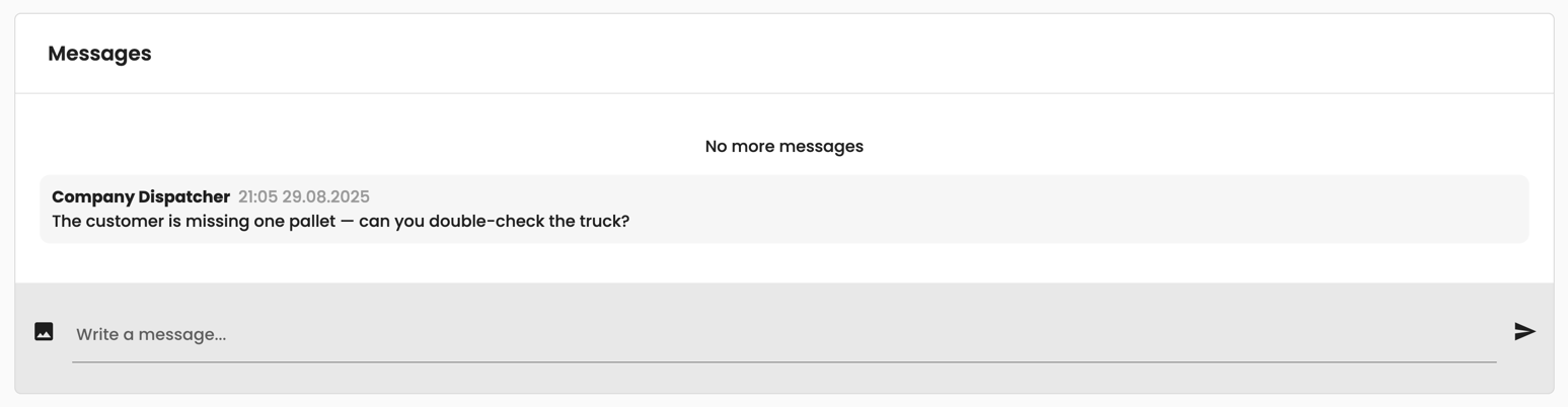 Order Messages Interface