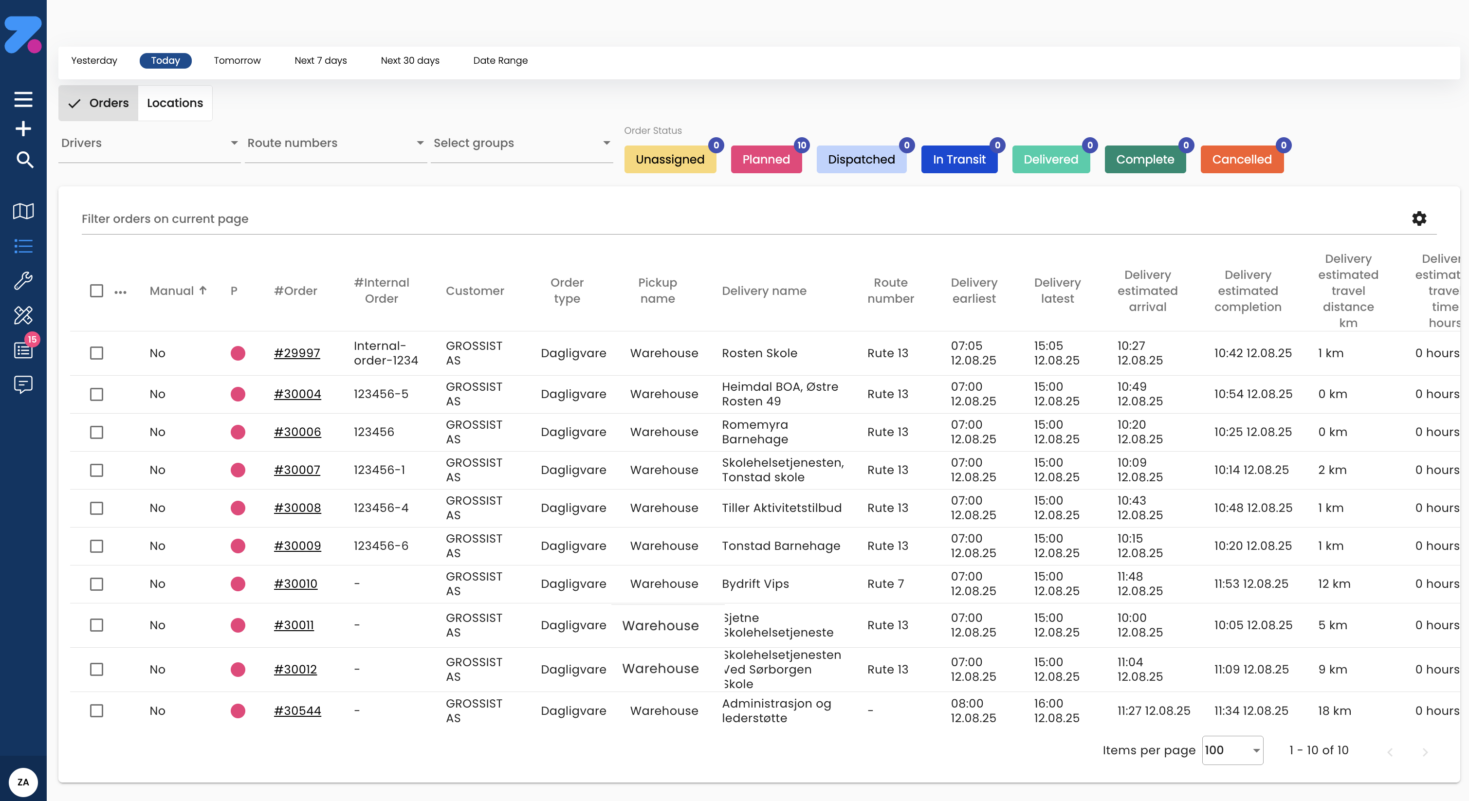 Order Control Main Interface