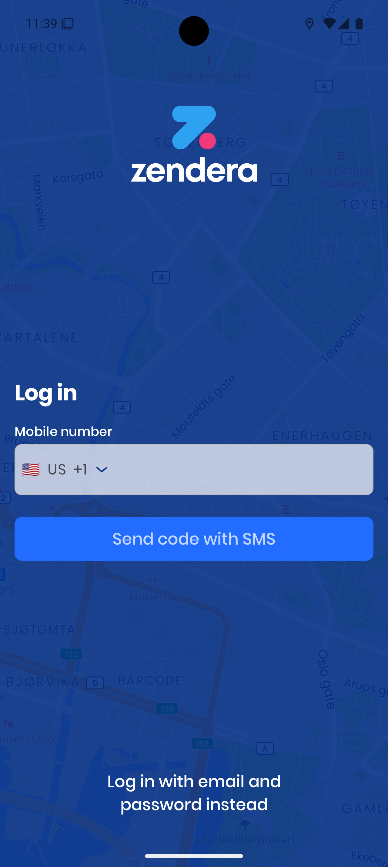 Log in with phone number