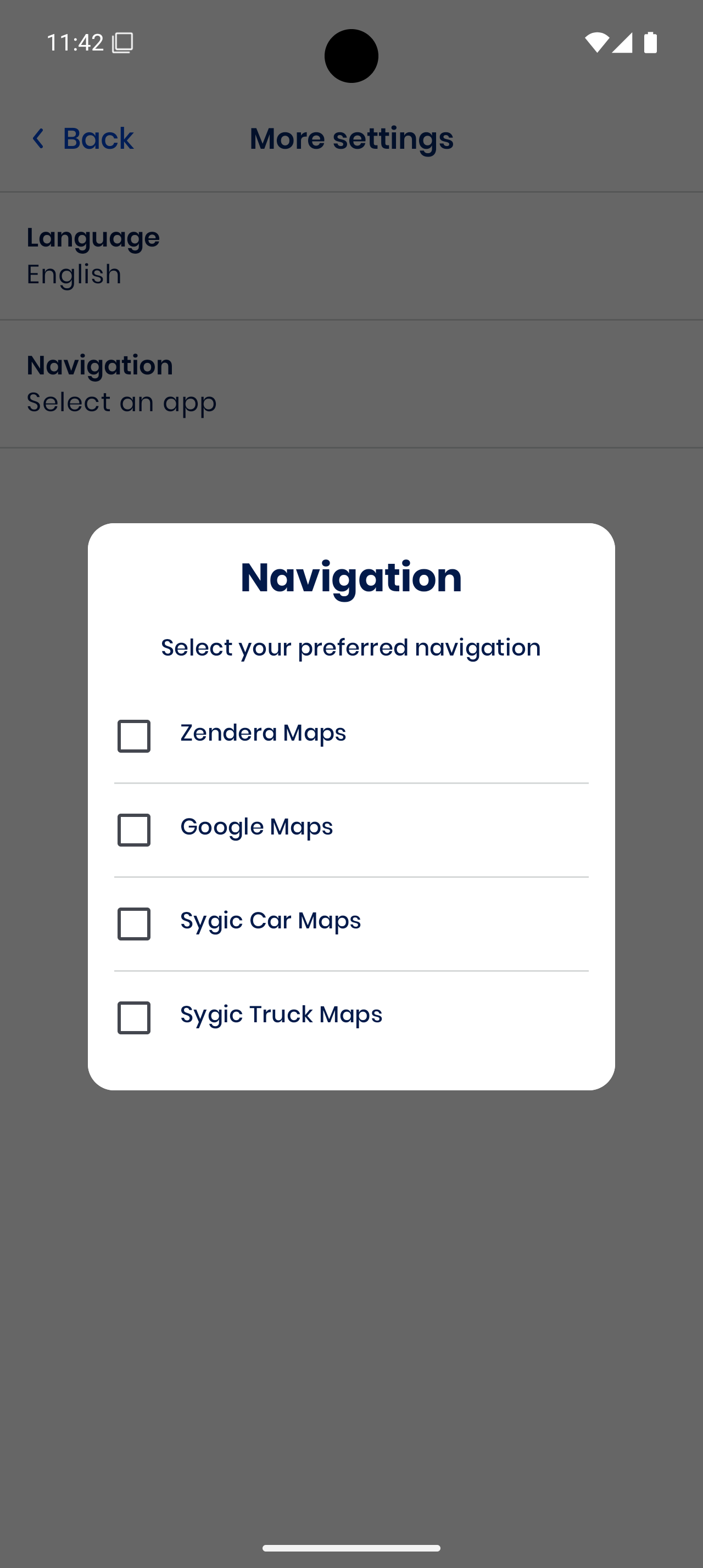 Navigation options